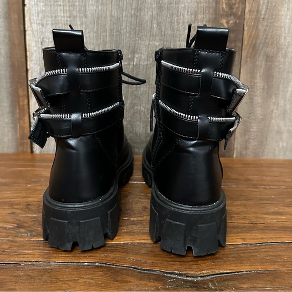 Mari A. Jordin Combat Boots Zip On Side with Ankle Strap Black Size 8.5 Women’s - Picture 5 of 17